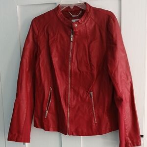 Red vegan Leather Jacket